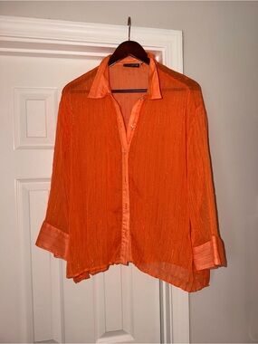 Essentials by Milano Sheer Orange Blouse